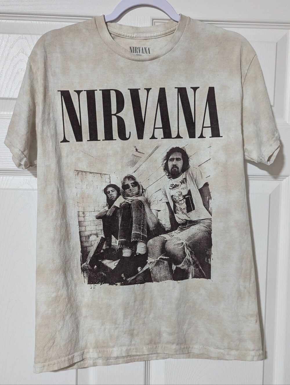 Nirvana Men's Beige Tie-Dye Band Tee
